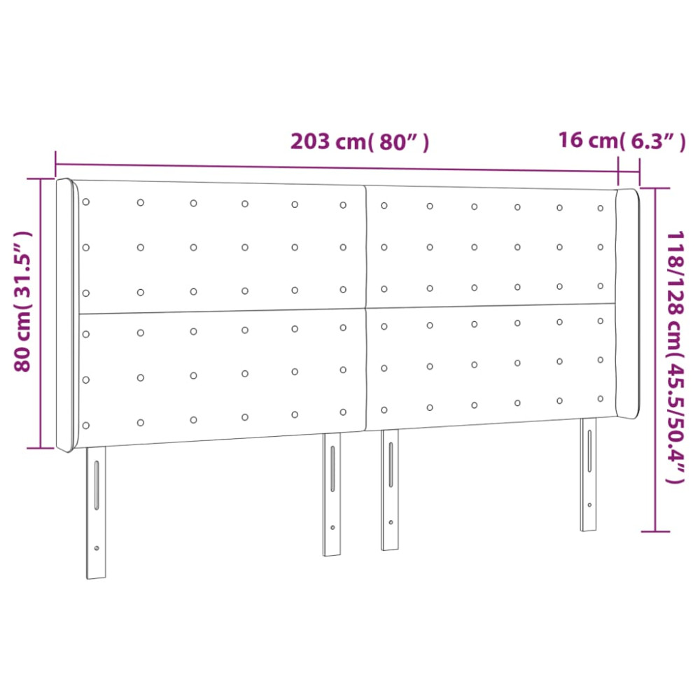 Produktbild för Sänggavel med kanter svart 203x16x118/128 cm tyg
