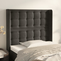 Produktbild för Sänggavel med kanter mörkgrå 83x16x118/128 cm sammet
