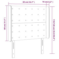 Produktbild för Sänggavel med kanter mörkgrå 83x16x118/128 cm sammet
