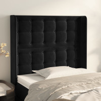 Produktbild för Sänggavel med kanter svart 83x16x118/128 cm sammet