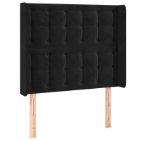 Produktbild för Sänggavel med kanter svart 83x16x118/128 cm sammet