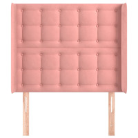 Produktbild för Sänggavel med kanter rosa 93x16x118/128 cm sammet