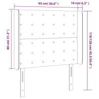 Produktbild för Sänggavel med kanter rosa 93x16x118/128 cm sammet