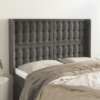 Produktbild för Sänggavel med kanter mörkgrå 147x16x118/128 cm sammet