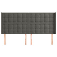 Produktbild för Sänggavel med kanter mörkgrå 183x16x118/128 cm sammet