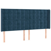 Produktbild för Sänggavel med kanter mörkblå 203x16x118/128 cm sammet