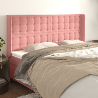 Produktbild för Sänggavel med kanter rosa 203x16x118/128 cm sammet