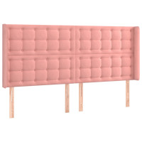 Produktbild för Sänggavel med kanter rosa 203x16x118/128 cm sammet