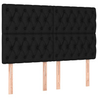 Miniatyr av produktbild för Sängram med huvudgavel svart 160x200 cm tyg