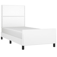 Produktbild för Sängram med huvudgavel vit 90x190 cm konstläder
