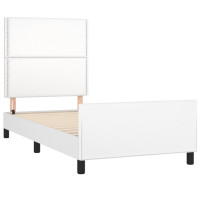 Produktbild för Sängram med huvudgavel vit 90x190 cm konstläder