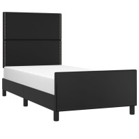 Produktbild för Sängram med huvudgavel svart 90x200 cm konstläder