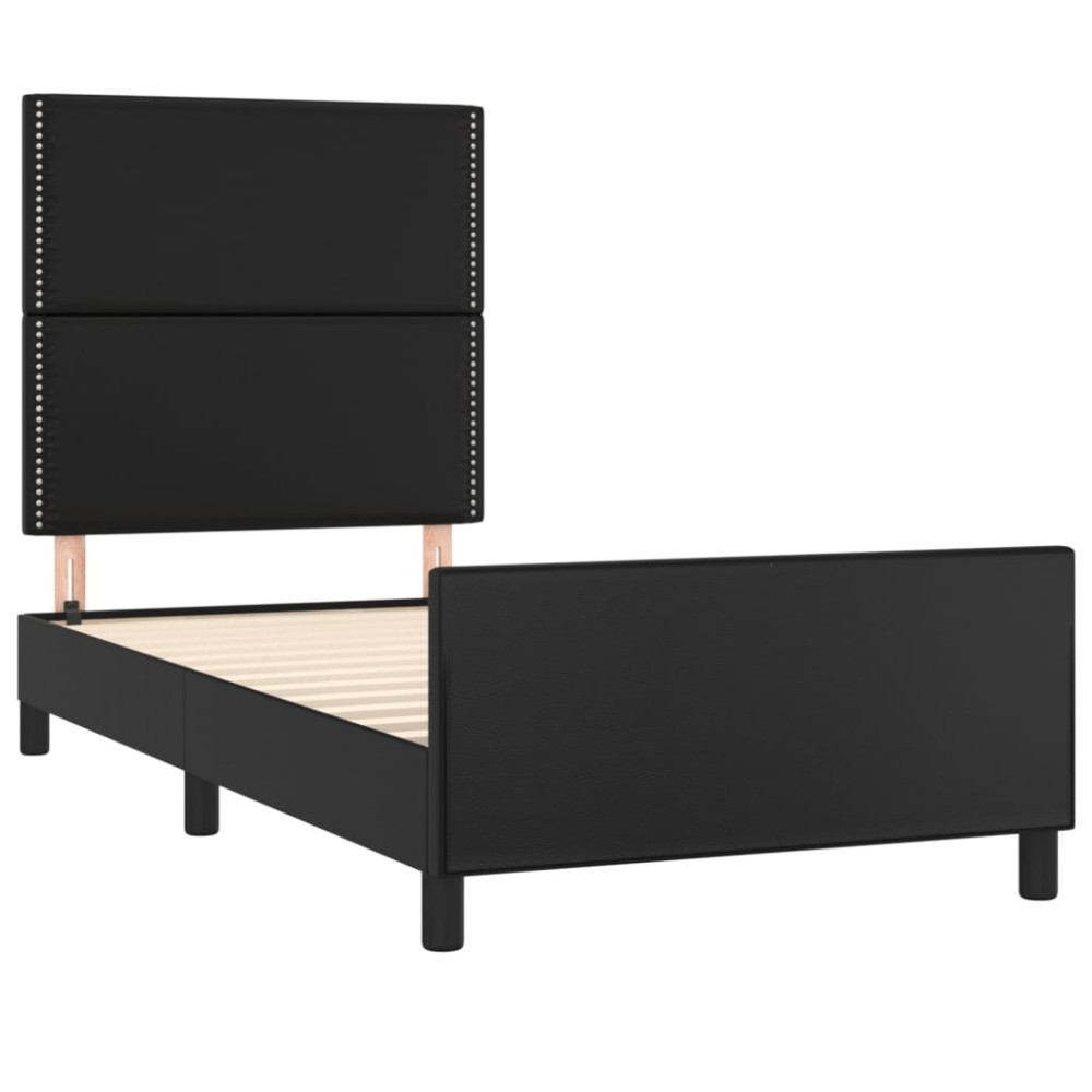 Produktbild för Sängram med huvudgavel svart 90x200 cm konstläder