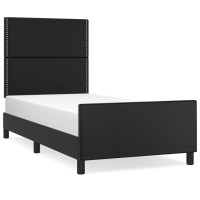Produktbild för Sängram med huvudgavel svart 100x200 cm konstläder
