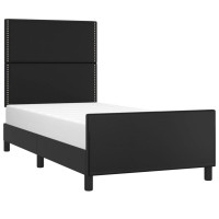 Produktbild för Sängram med huvudgavel svart 100x200 cm konstläder