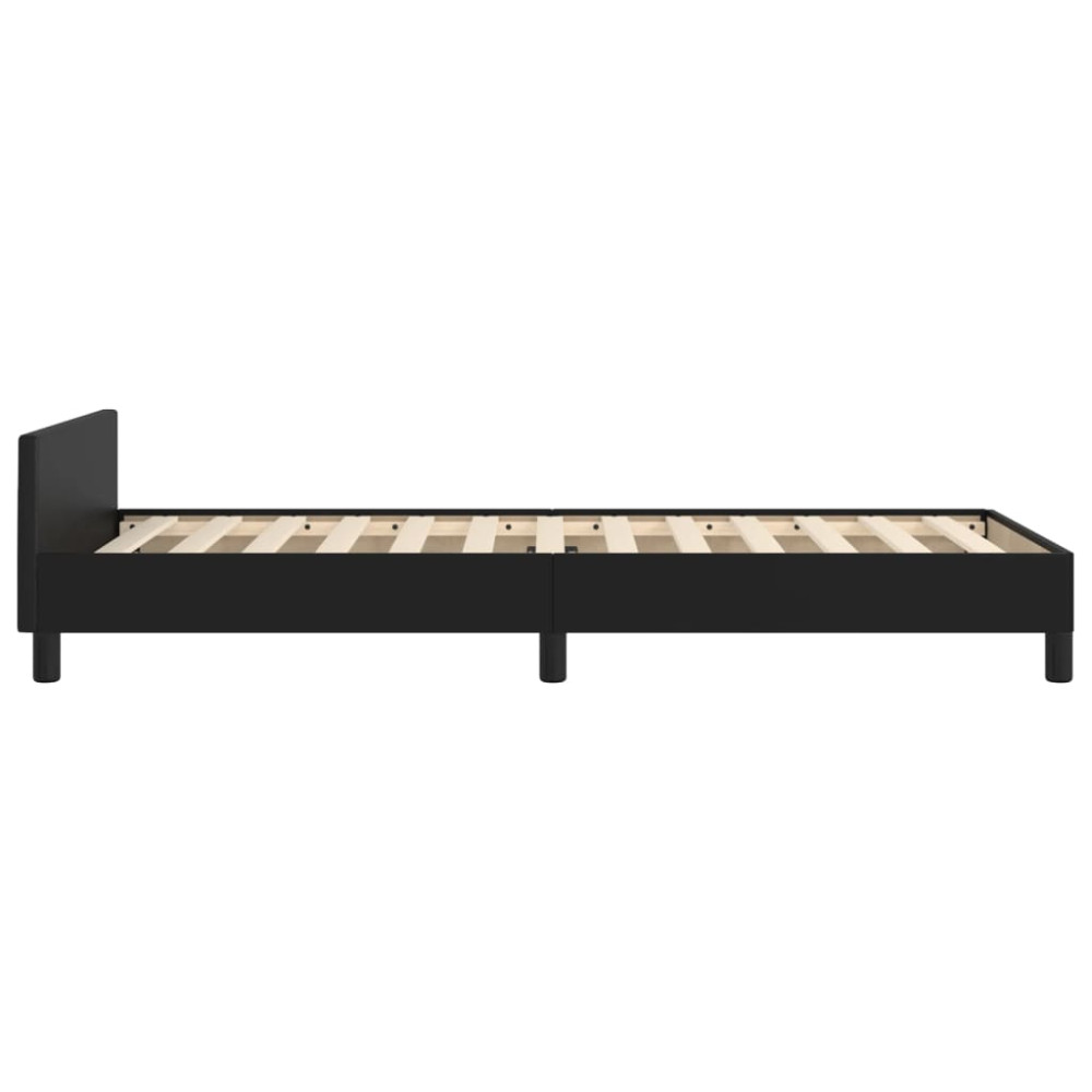 Produktbild för Sängram med huvudgavel svart 100x200 cm konstläder