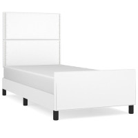 Produktbild för Sängram med huvudgavel vit 100x200 cm konstläder