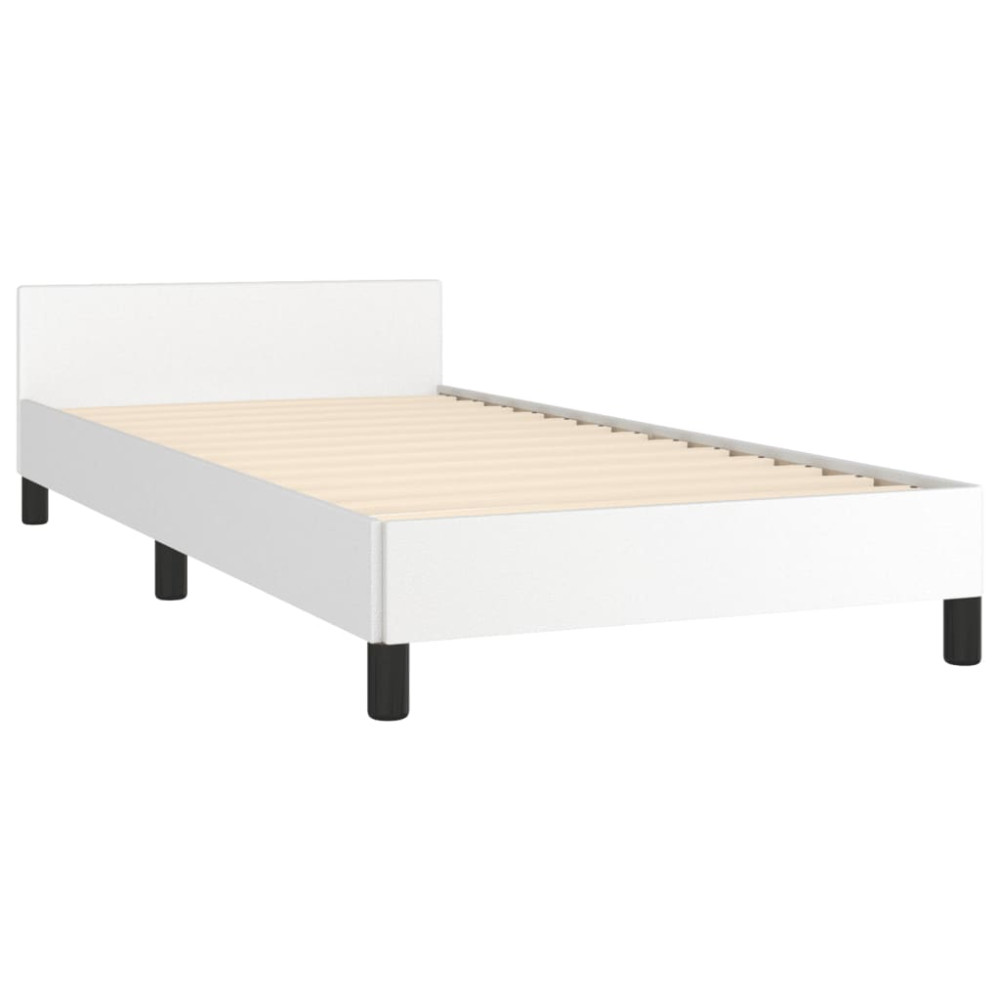 Produktbild för Sängram med huvudgavel vit 100x200 cm konstläder