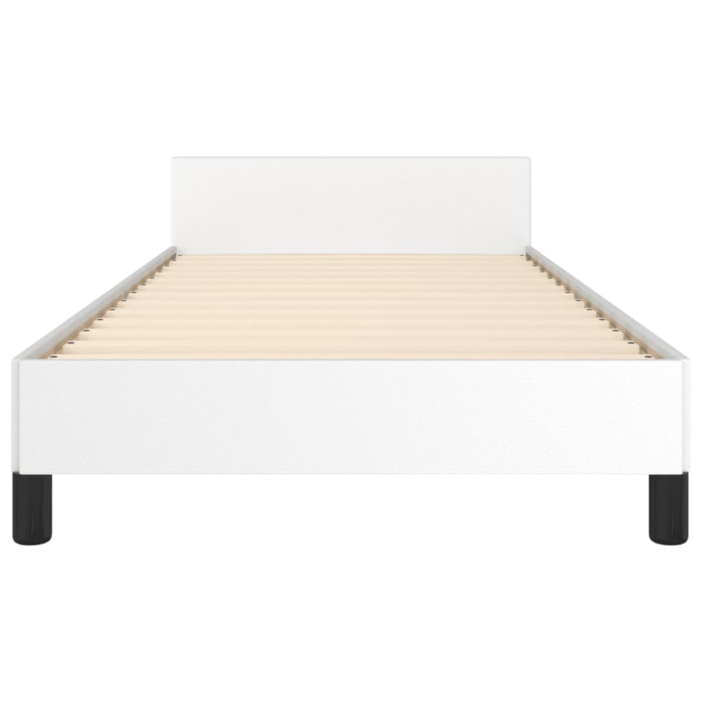 Produktbild för Sängram med huvudgavel vit 100x200 cm konstläder