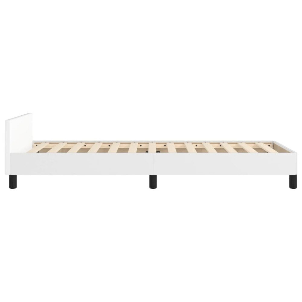 Produktbild för Sängram med huvudgavel vit 100x200 cm konstläder