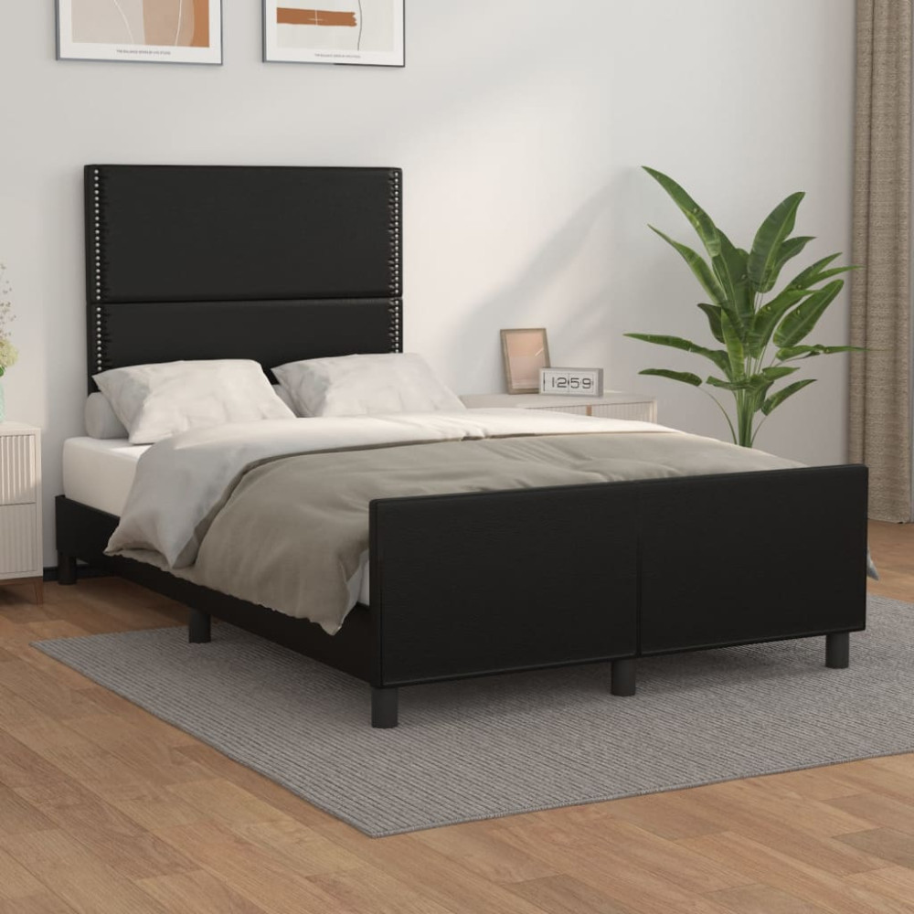 Produktbild för Sängram med huvudgavel svart 120x200 cm konstläder