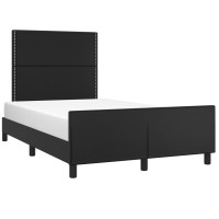 Produktbild för Sängram med huvudgavel svart 120x200 cm konstläder