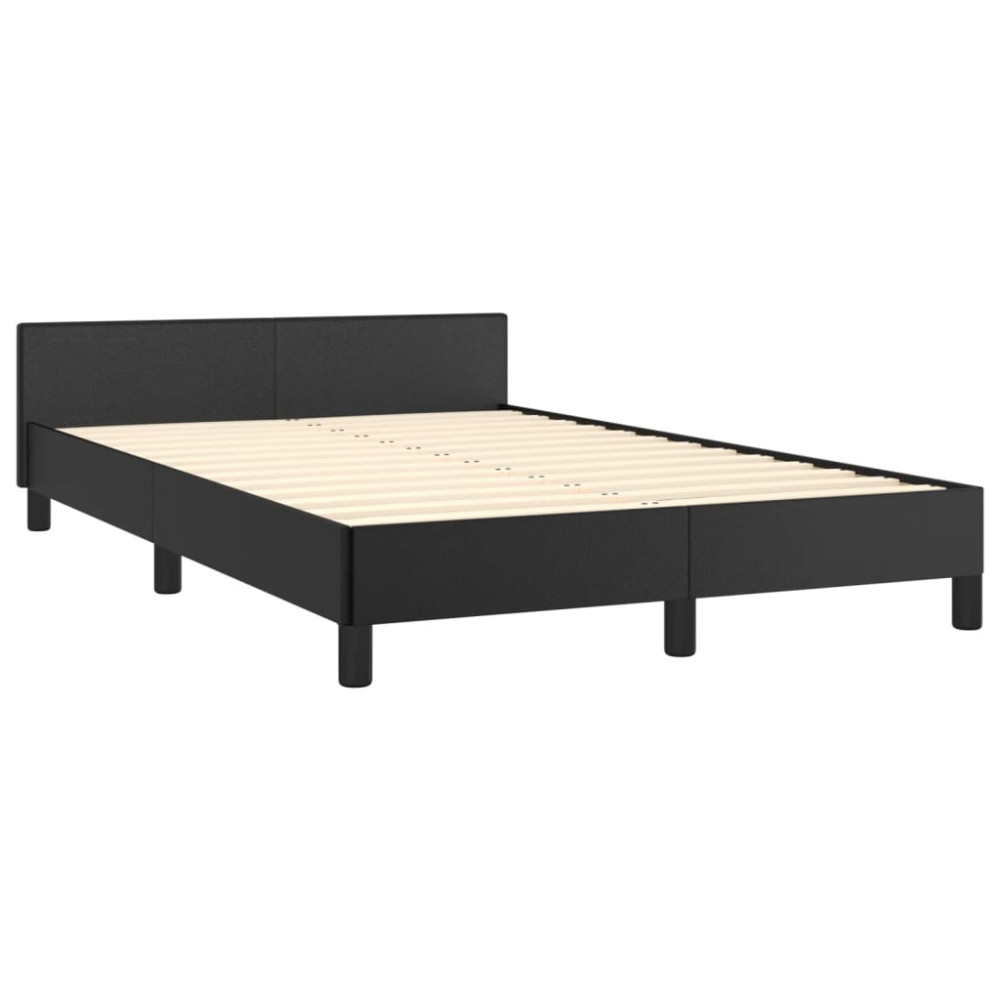 Produktbild för Sängram med huvudgavel svart 120x200 cm konstläder