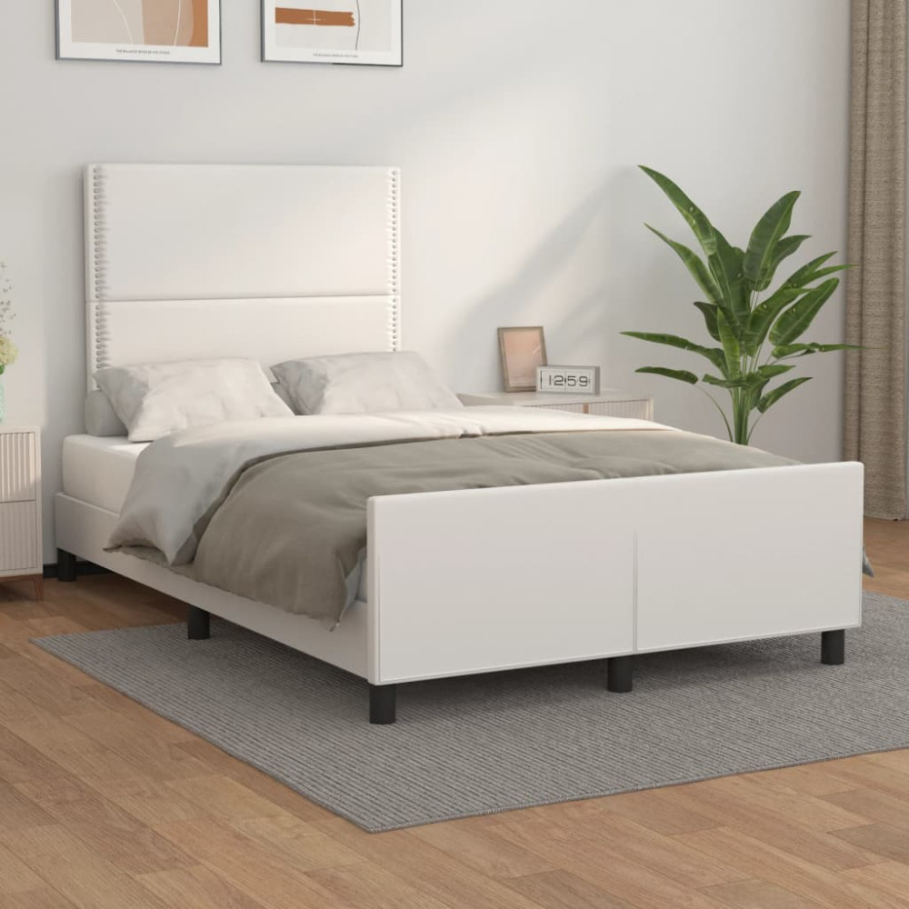 Produktbild för Sängram med huvudgavel vit 120x200 cm konstläder