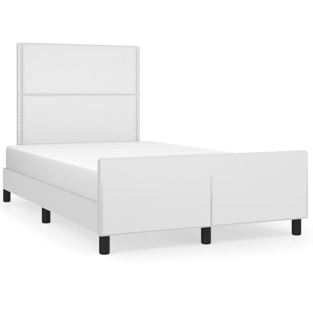 Produktbild för Sängram med huvudgavel vit 120x200 cm konstläder