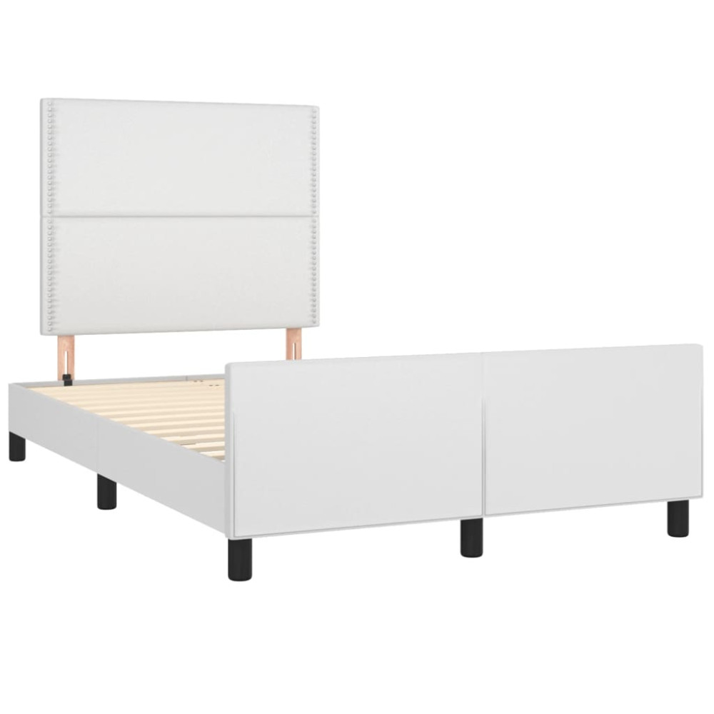 Produktbild för Sängram med huvudgavel vit 120x200 cm konstläder