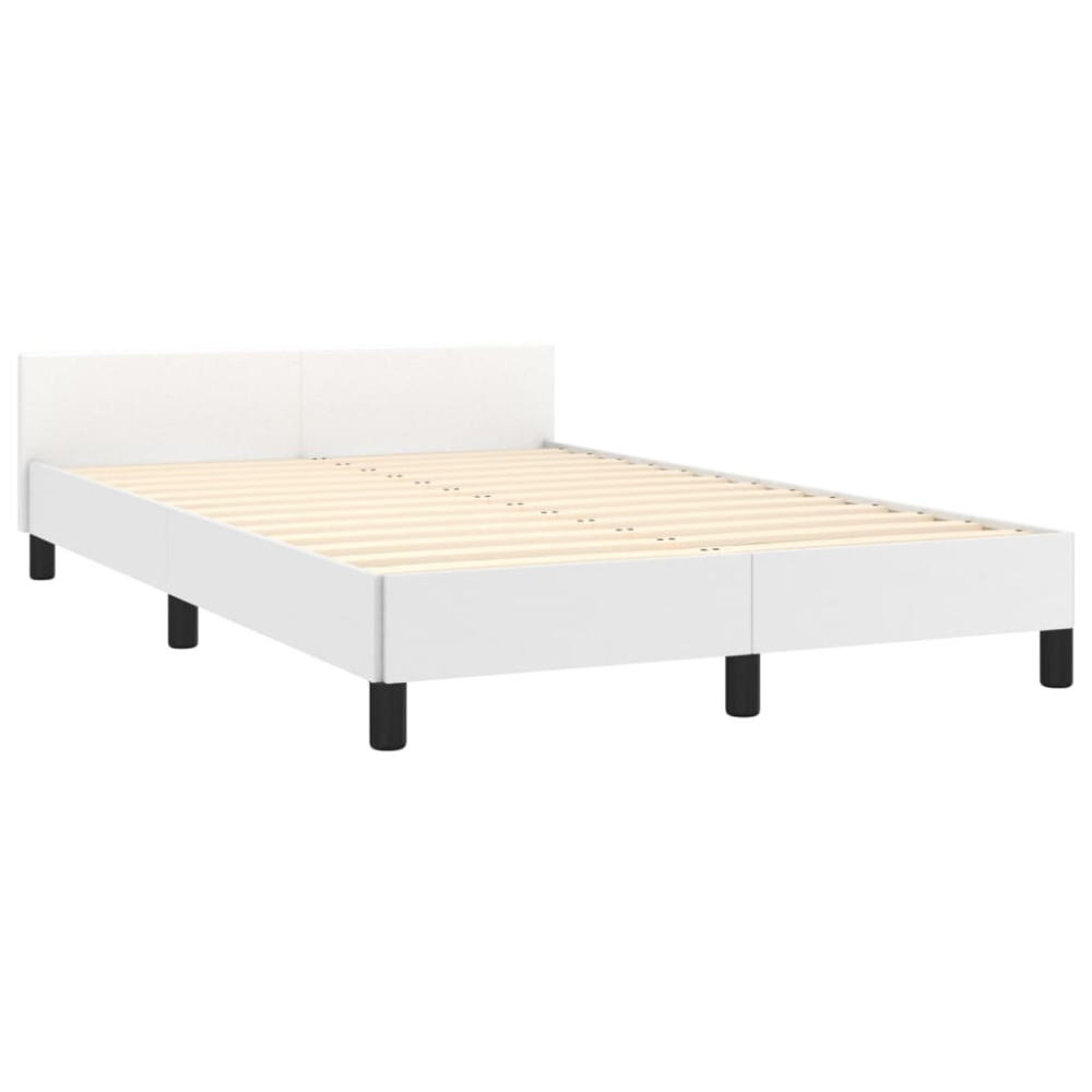 Produktbild för Sängram med huvudgavel vit 120x200 cm konstläder