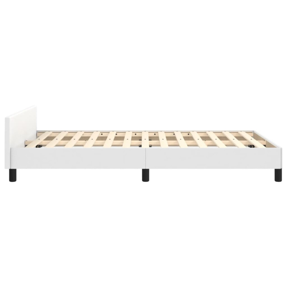 Produktbild för Sängram med huvudgavel vit 120x200 cm konstläder