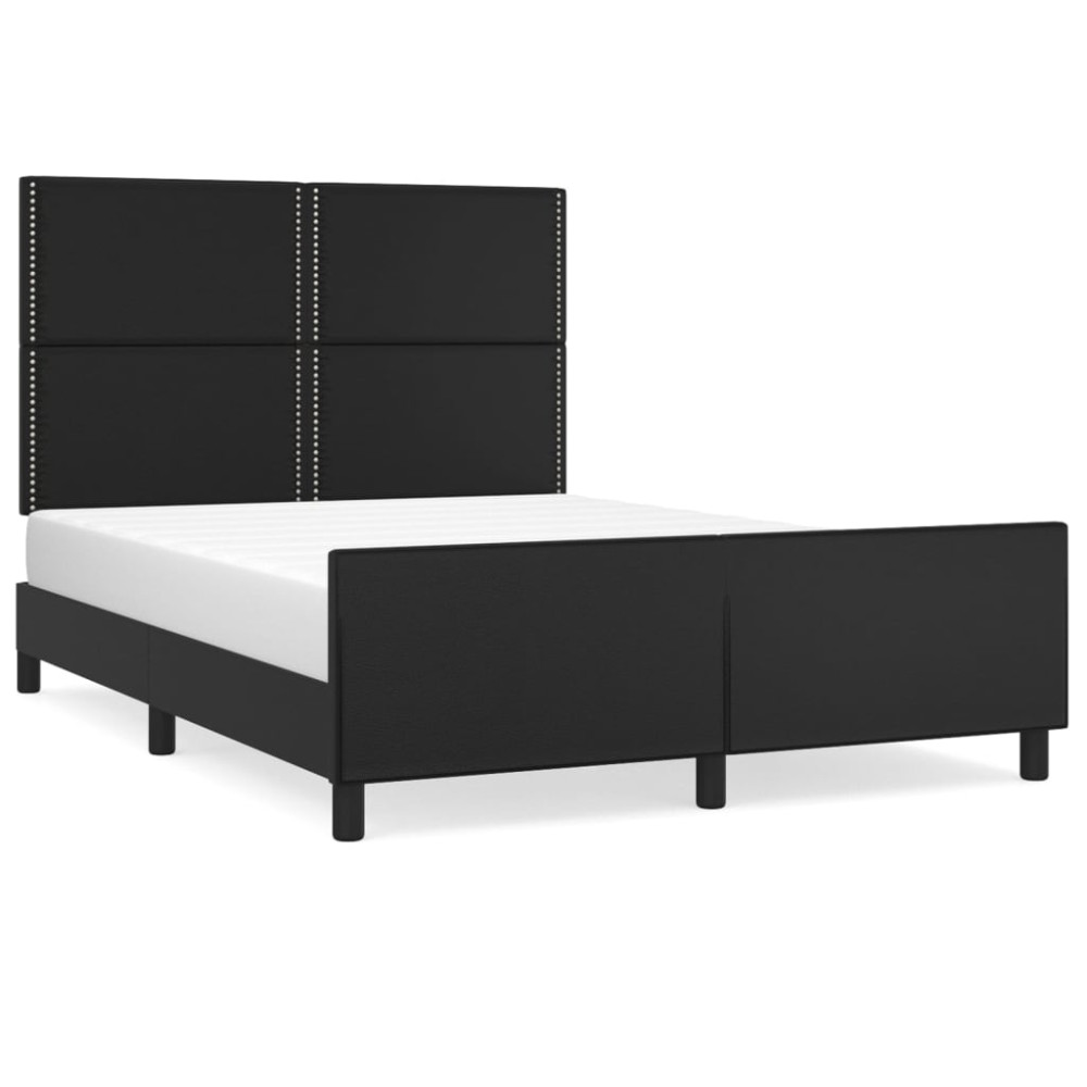 Produktbild för Sängram med huvudgavel svart 140x190 cm konstläder