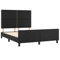 Produktbild för Sängram med huvudgavel svart 140x190 cm konstläder