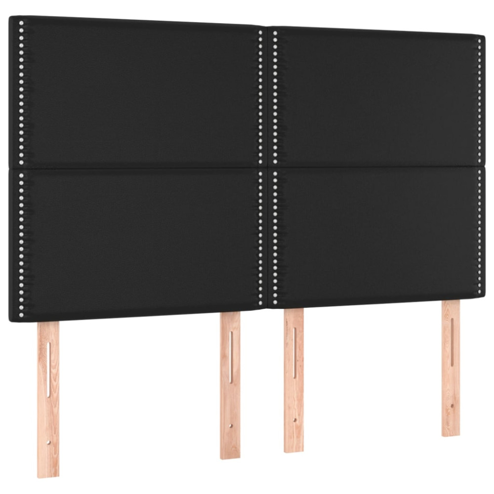 Produktbild för Sängram med huvudgavel svart 140x190 cm konstläder