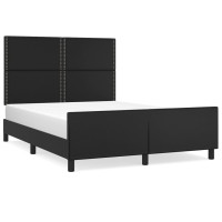 Produktbild för Sängram med huvudgavel svart 140x200 cm konstläder