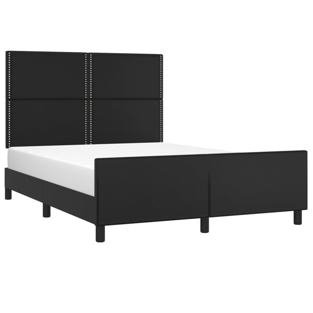 Produktbild för Sängram med huvudgavel svart 140x200 cm konstläder