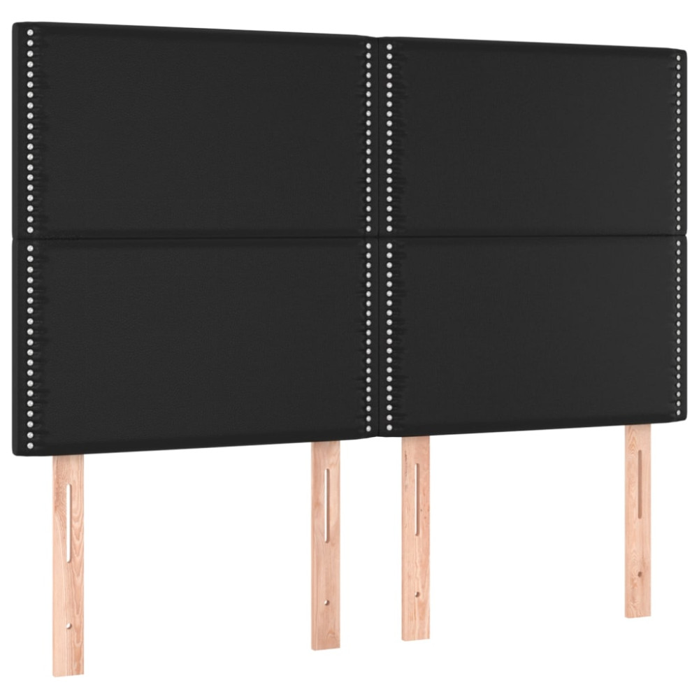Produktbild för Sängram med huvudgavel svart 140x200 cm konstläder