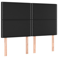 Produktbild för Sängram med huvudgavel svart 140x200 cm konstläder