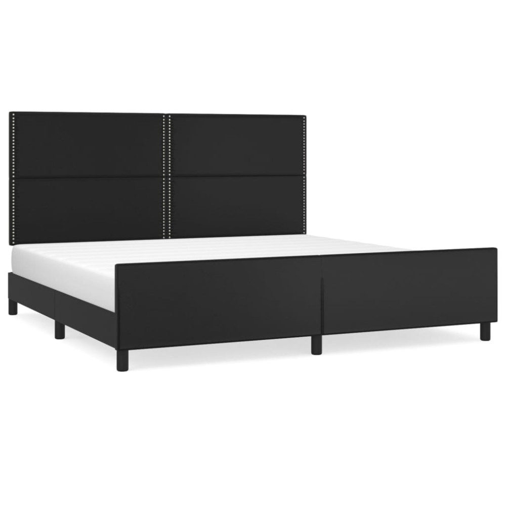 Produktbild för Sängram med huvudgavel svart 200x200 cm konstläder
