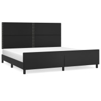 Produktbild för Sängram med huvudgavel svart 200x200 cm konstläder