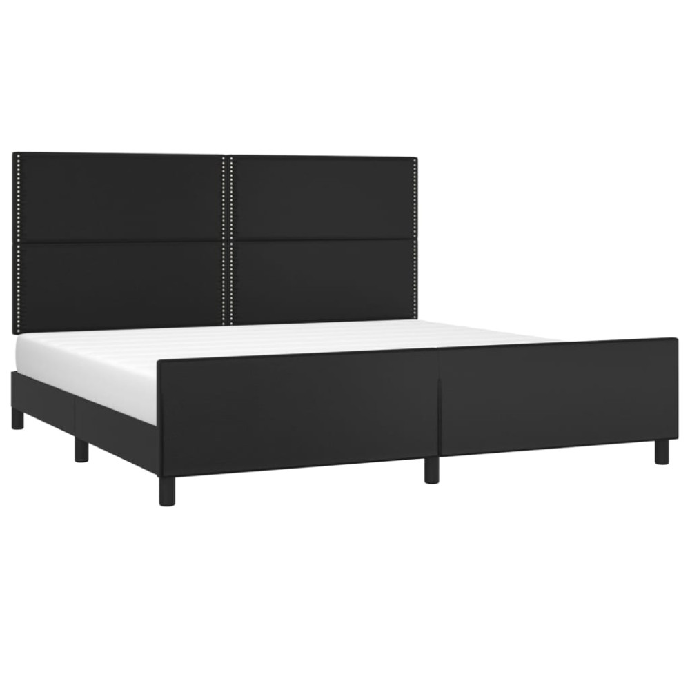 Produktbild för Sängram med huvudgavel svart 200x200 cm konstläder