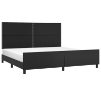 Produktbild för Sängram med huvudgavel svart 200x200 cm konstläder