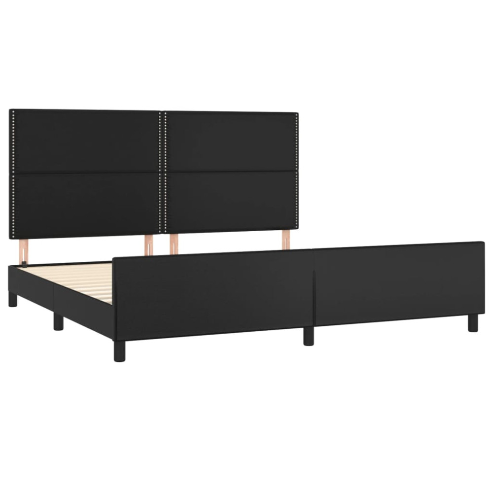 Produktbild för Sängram med huvudgavel svart 200x200 cm konstläder
