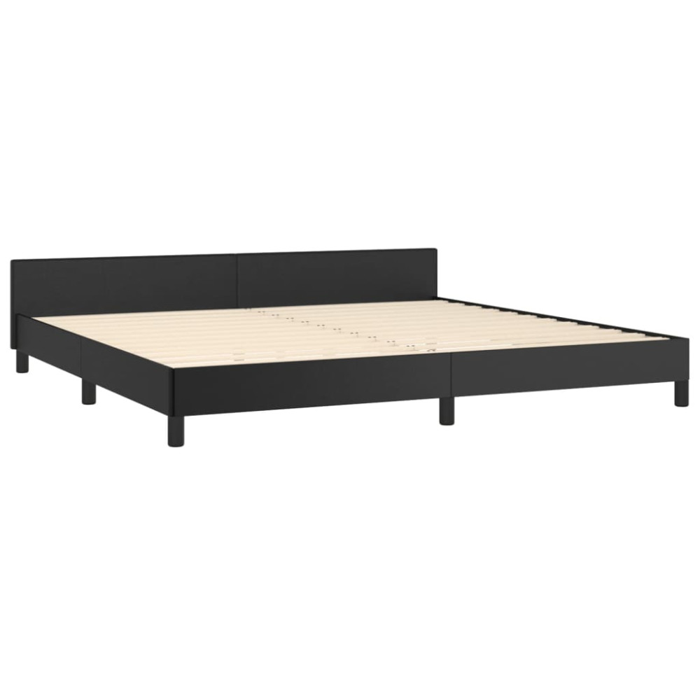 Produktbild för Sängram med huvudgavel svart 200x200 cm konstläder