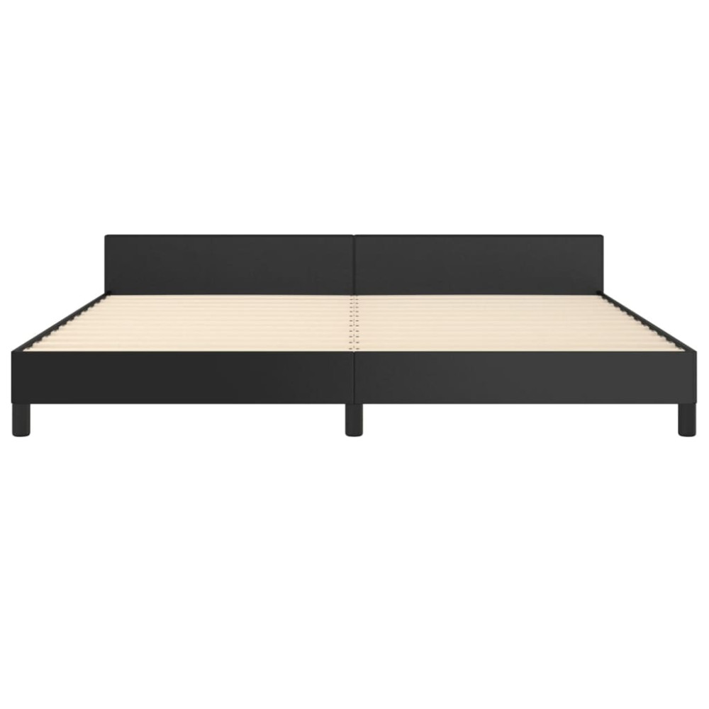 Produktbild för Sängram med huvudgavel svart 200x200 cm konstläder