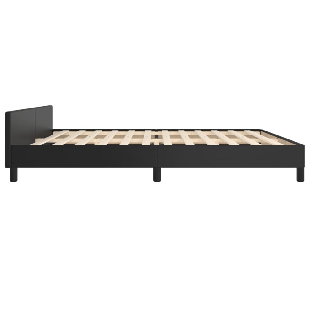 Produktbild för Sängram med huvudgavel svart 200x200 cm konstläder