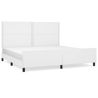 Produktbild för Sängram med huvudgavel vit 200x200 cm konstläder