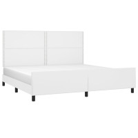 Produktbild för Sängram med huvudgavel vit 200x200 cm konstläder