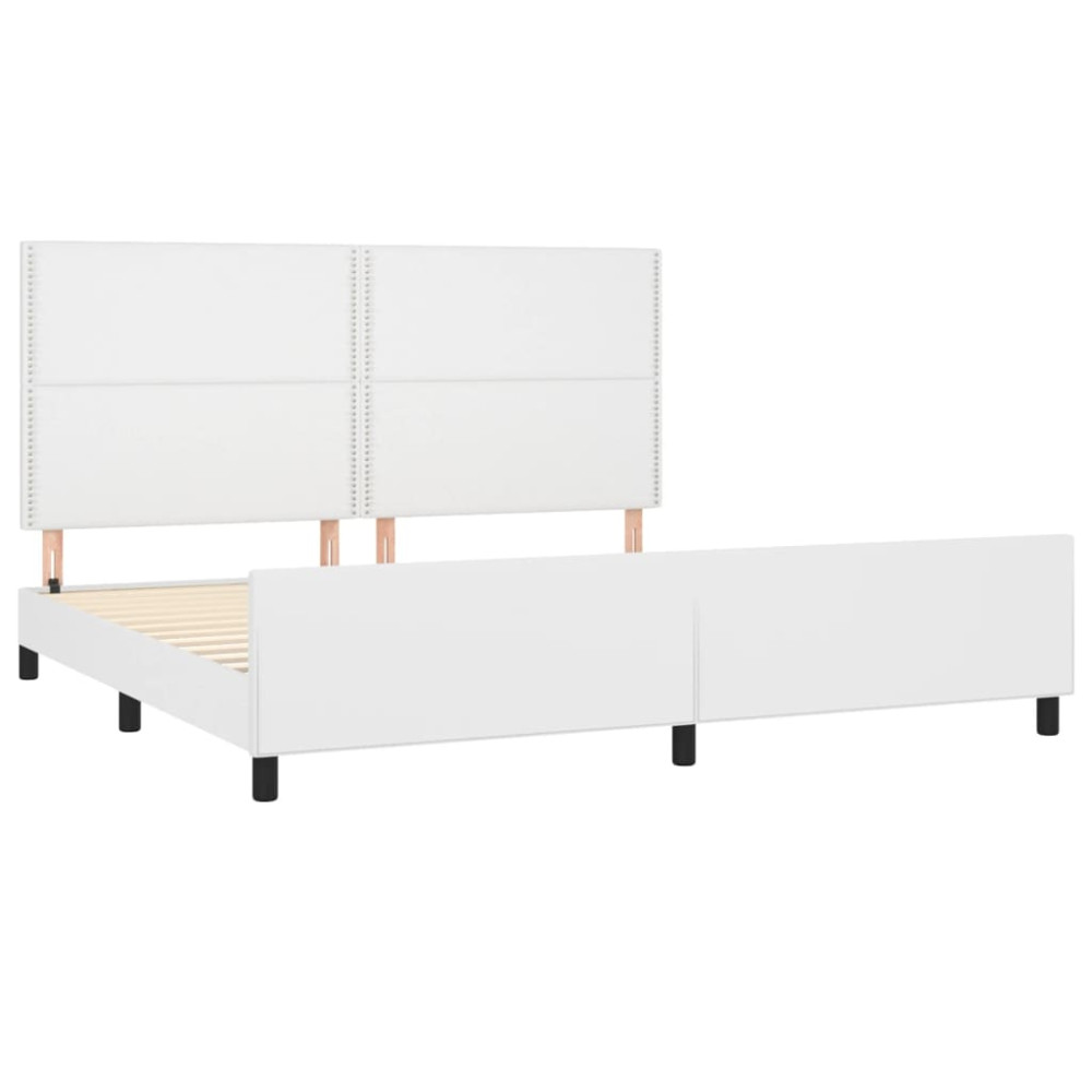 Produktbild för Sängram med huvudgavel vit 200x200 cm konstläder